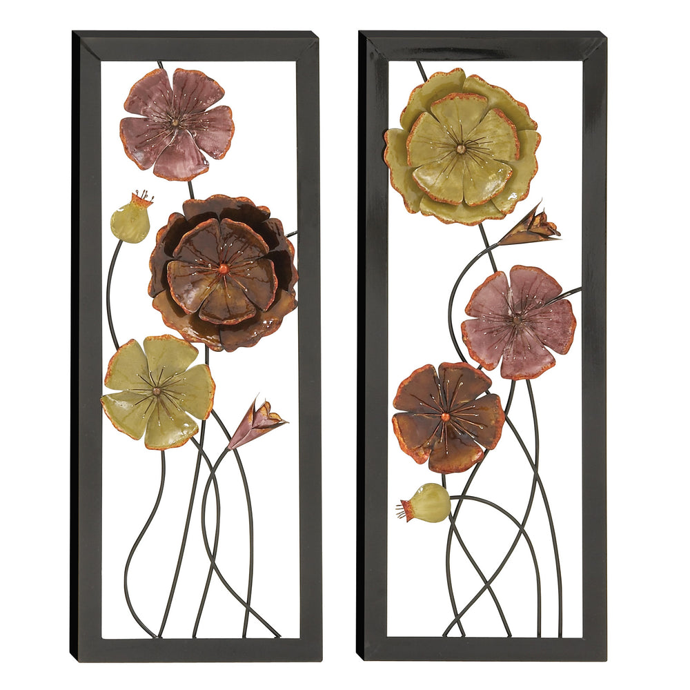 Urban Designs Spring Flowers Metal Art Wall Panel Decor - Set of 2