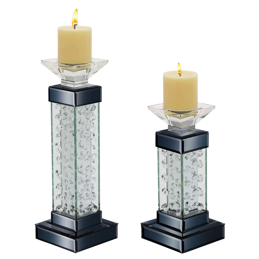 Urban Designs Crystal Towers Glass Candle Holder Set - Set of 2