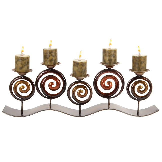 Mediterranean Bella Artisan Swirl Candle Holder - Glazed Opal Design