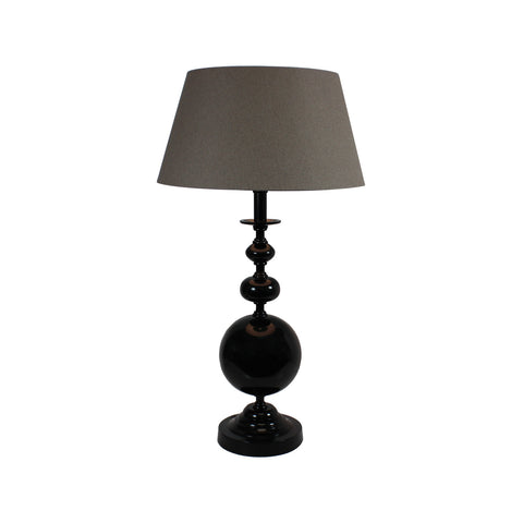 Urban Designs 26-Inch Round Black Metal and Round Brown Textile Table Lamp