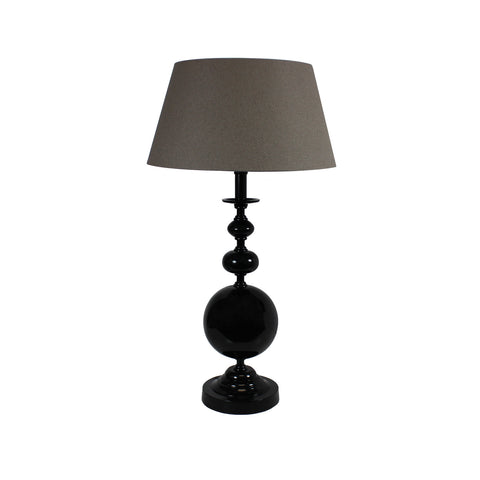 Urban Designs 26-Inch Round Black Metal and Round Brown Textile Table Lamp
