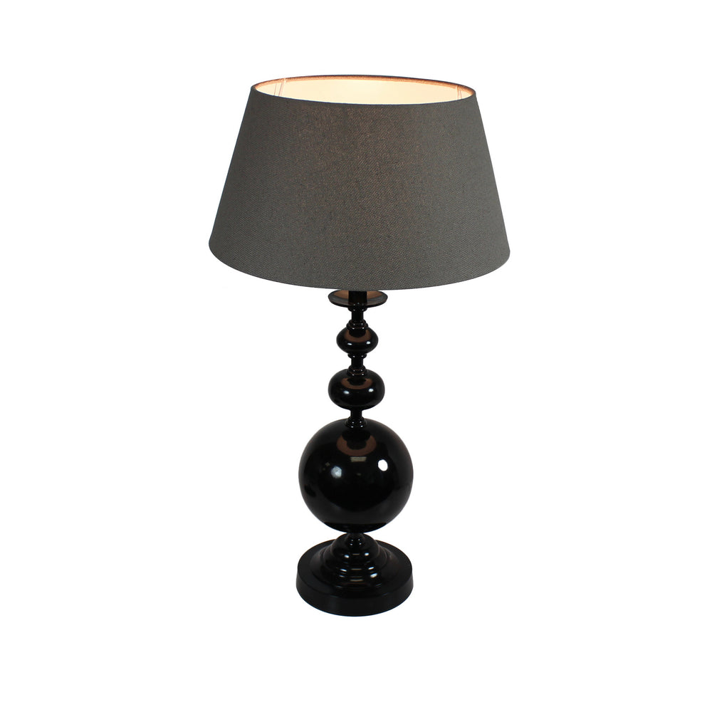 Urban Designs 26-Inch Round Black Metal and Round Brown Textile Table Lamp