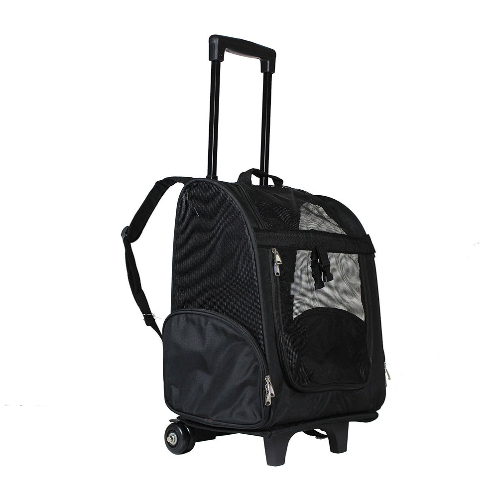 World Traveler 18-inch Rolling Pet Carrier Backpack - Black