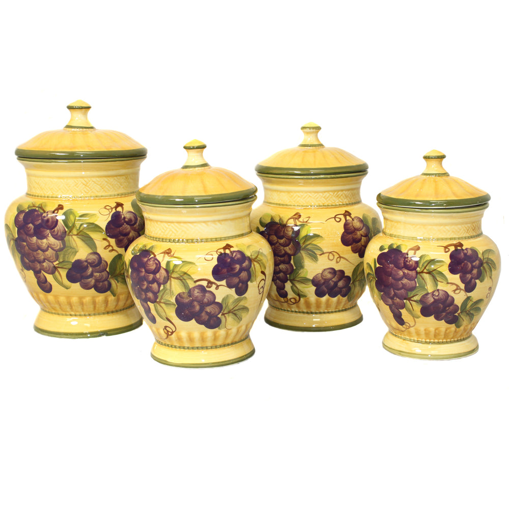 Sonoma Collection Deluxe Hand-Painted 4-Piece Kitchen Canister Set
