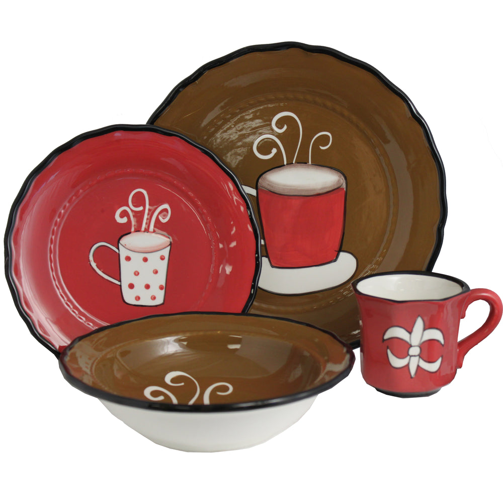 Cafe Collection Hand-painted 16-Piece Dinner Set - Serving for 4
