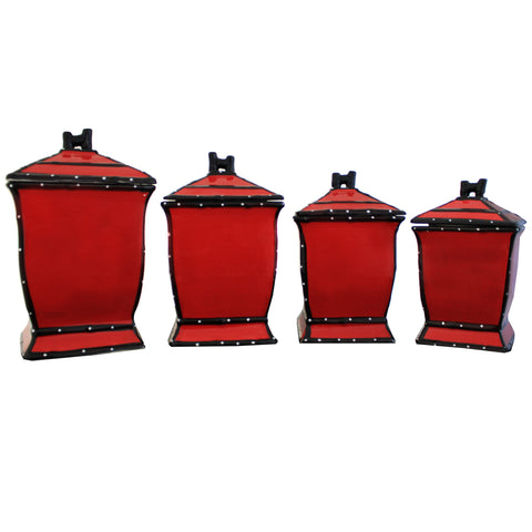 Country French Hand-painted 4-piece Square Canister Set