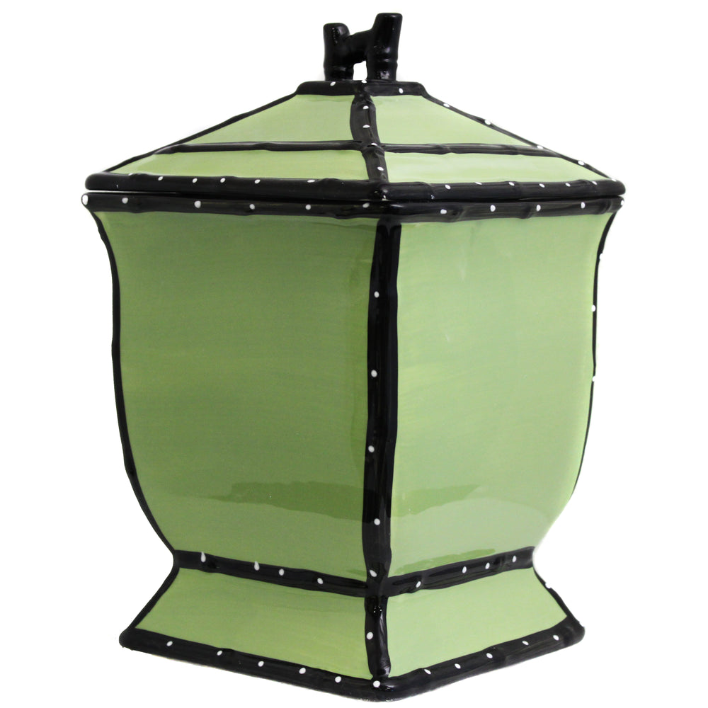 Country French Collection Hand-painted Green Cookie Jar