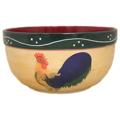 Classic Rooster Collection Deluxe Hand-Painted Serving Bowls (Set of 3)
