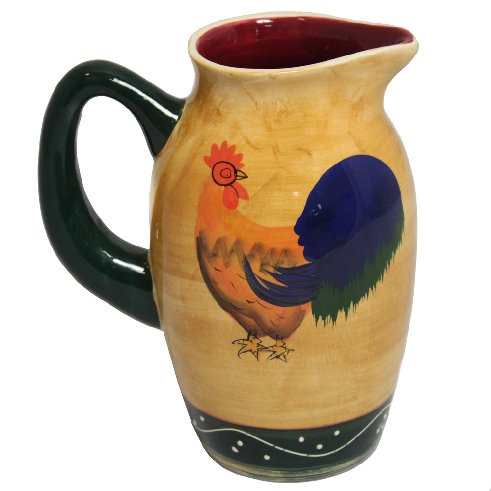 Classic Rooster Collection Deluxe Ceramic Hand-Painted Water Pitcher