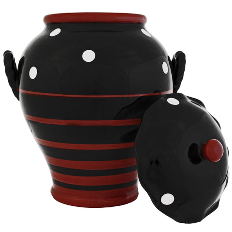Multistriped Polka Dot Collection Hand-painted Cookie Jar