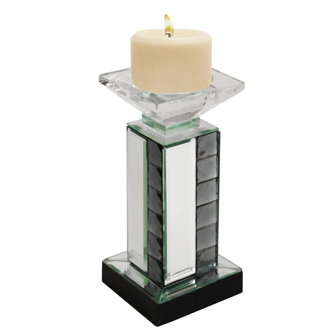 Urban Designs Crystal Mirror Glass Candle Holder Set - Set of 2