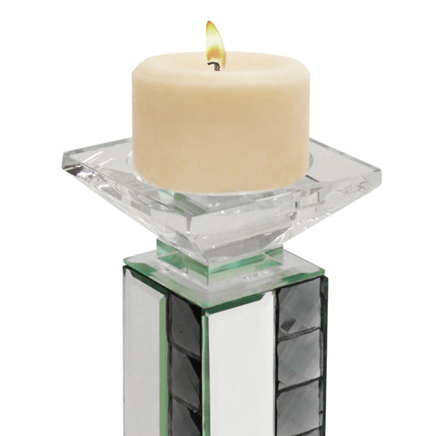 Urban Designs Crystal Mirror Glass Candle Holder Set - Set of 2