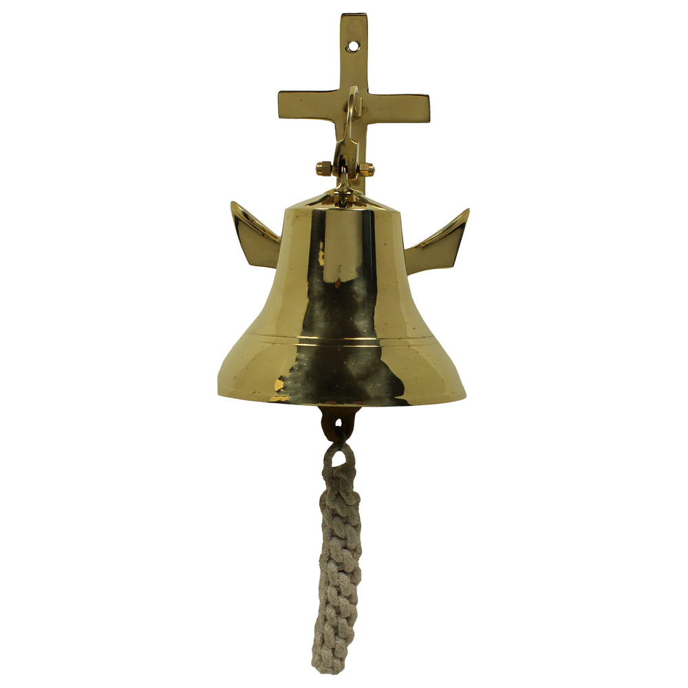 Urban Designs Small Nautical Solid Brass Ship Bell With Anchor Mounting Bracket