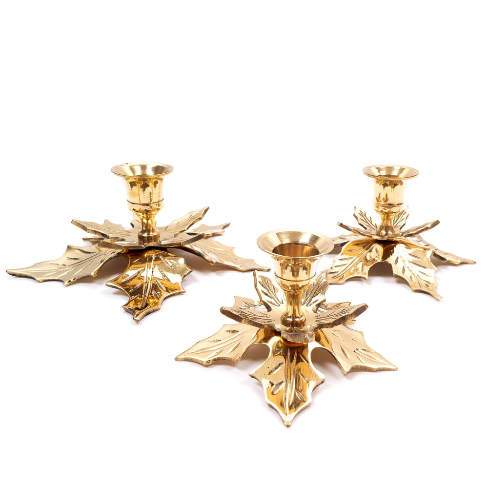 Urban Designs Handmade Brass Christmas Candle Holder 3-Piece Set