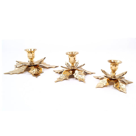 Urban Designs Handmade Brass Christmas Candle Holder 3-Piece Set