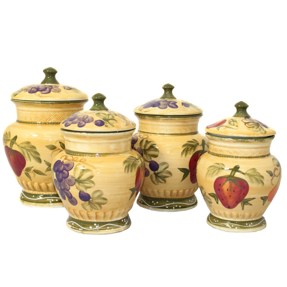 Tuscan Collection Deluxe Hand-Painted 4-Piece Kitchen Canister Set