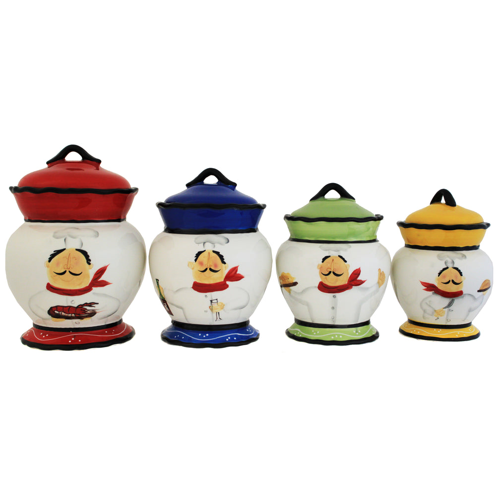 Chef Italiano Hand-painted 4-piece Food Storage Canister Set