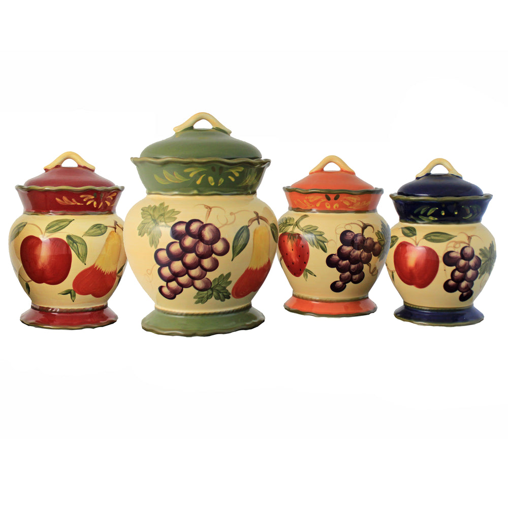 Harvest Hand Painted Food Storage Canister 4-Piece Set