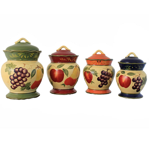Harvest Hand Painted Food Storage Canister 4-Piece Set