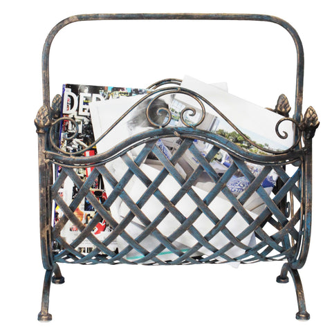 Urban Designs Handcrafted Decorative Iron Woven Magazine Rack