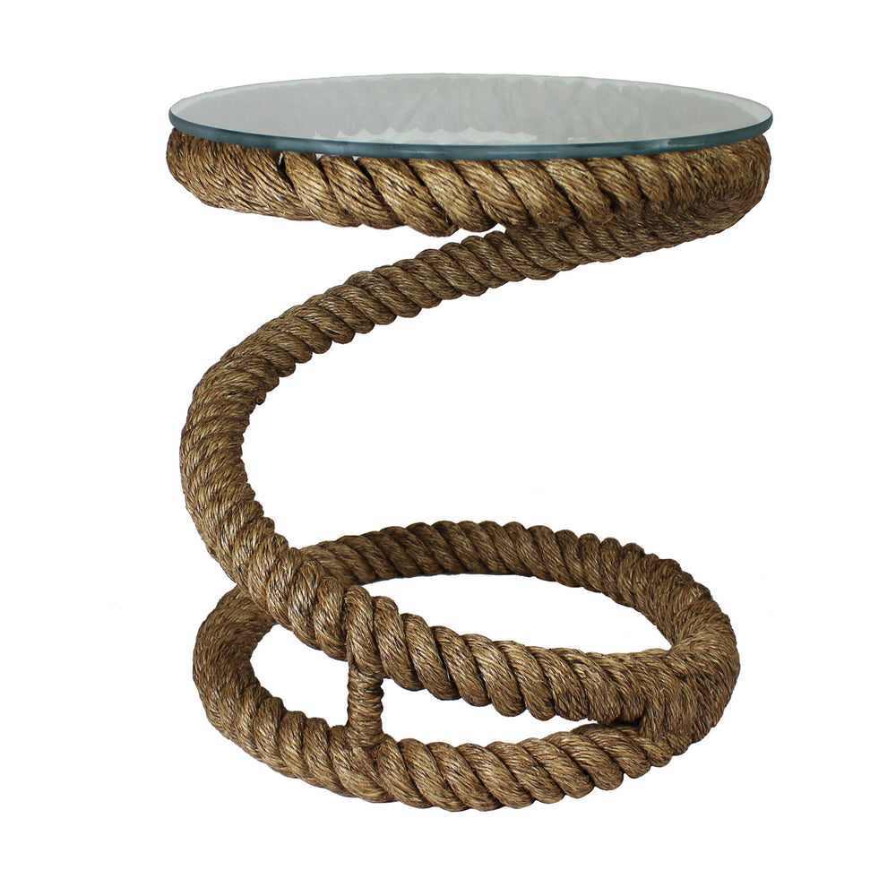 Urban Designs Coastal 21-Inch Rope Metal Round Accent Table