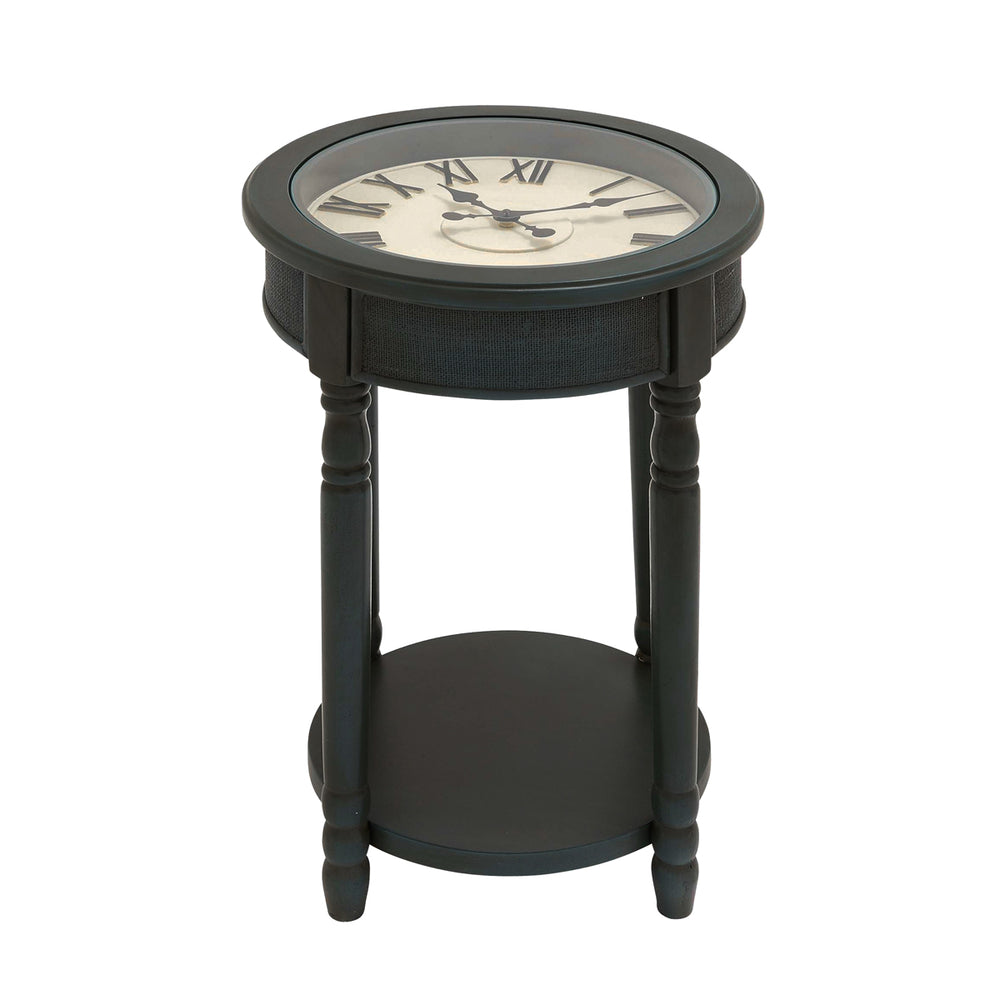 Urban Designs 26" Round Wooden Clock Accent Table - Dark Teal