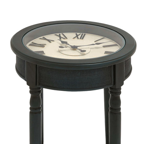 Urban Designs 26" Round Wooden Clock Accent Table - Dark Teal