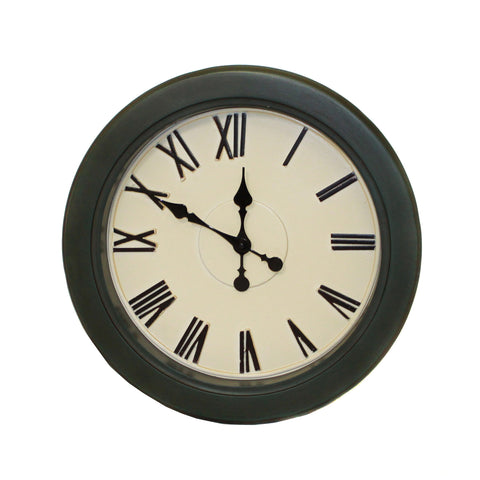 Urban Designs 26" Round Wooden Clock Accent Table - Dark Teal