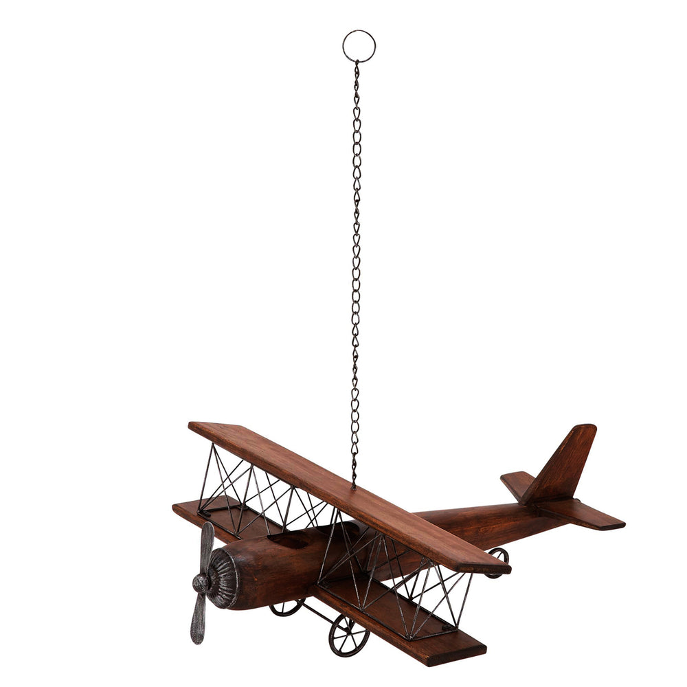 Urban Designs Weathered Wooden Replica Handcrafted Model Airplane - Natural Brown