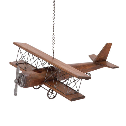 Urban Designs Weathered Wooden Replica Handcrafted Model Airplane - Natural Brown