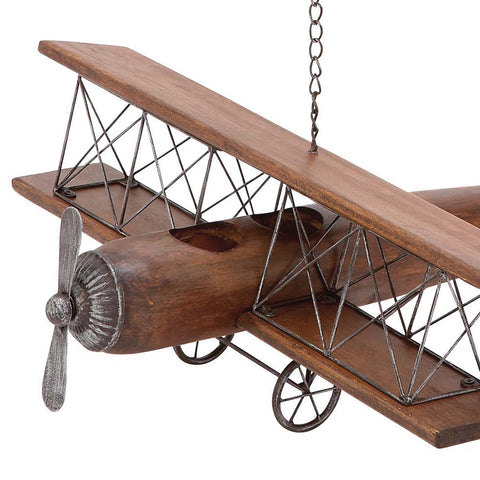 Urban Designs Weathered Wooden Replica Handcrafted Model Airplane - Natural Brown