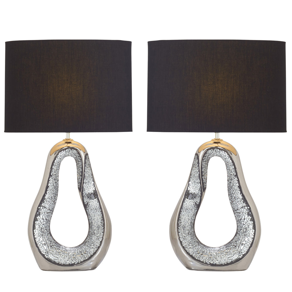 Urban Designs Kai Silver Ceramic Mosaic Table Lamp - Set of 2