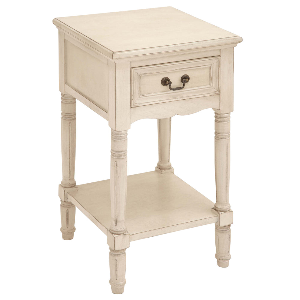 Urban Designs Solid Wood Night Stand Table - Antiqued White