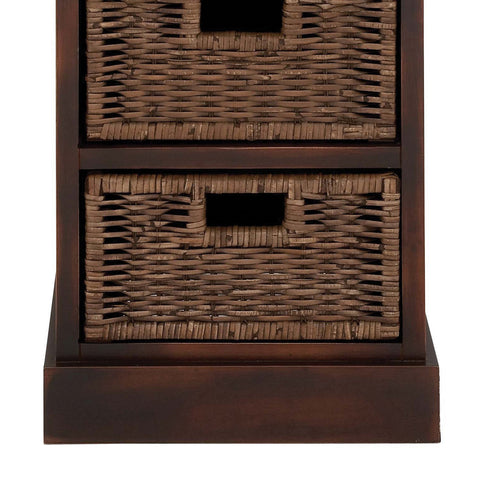 Urban Designs 3-Drawer Wooden Storage Chest Night Stand with Wicker Baskets