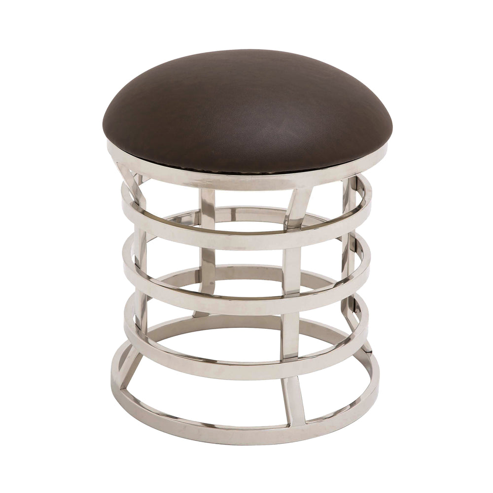 Urban Designs Contemporary Steel and Leather Stool
