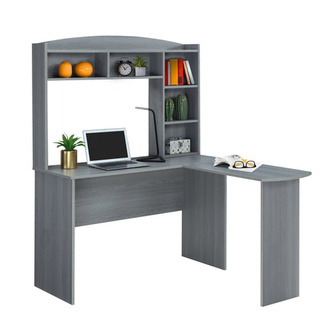 Urban Designs L-Shaped Desk with Hutch - Grey