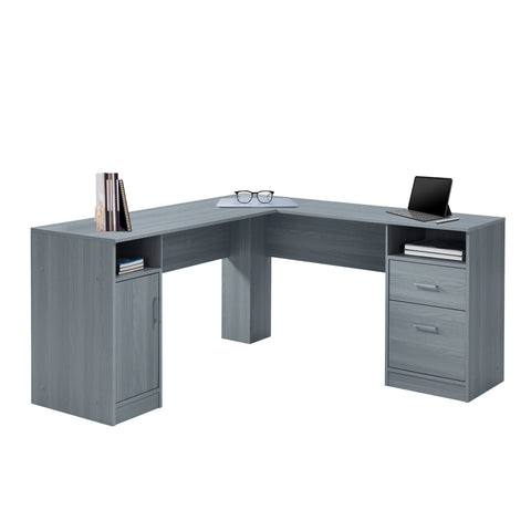Urban Designs L-Shape Desk with Storage - Grey