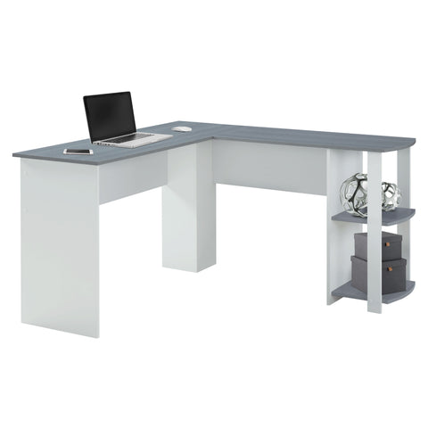 Urban Designs L-Shaped Desk with Side Shelves - Grey