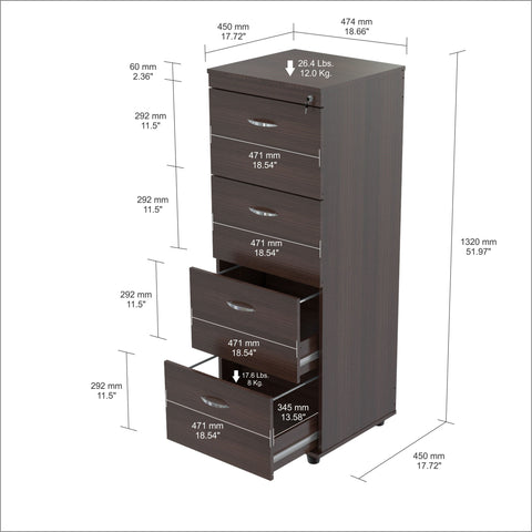 Inval 4 Drawer File Cabinet - Espresso Wengue