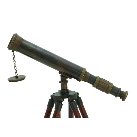 Replica Antique Brass & Wood Tabletop Telescope