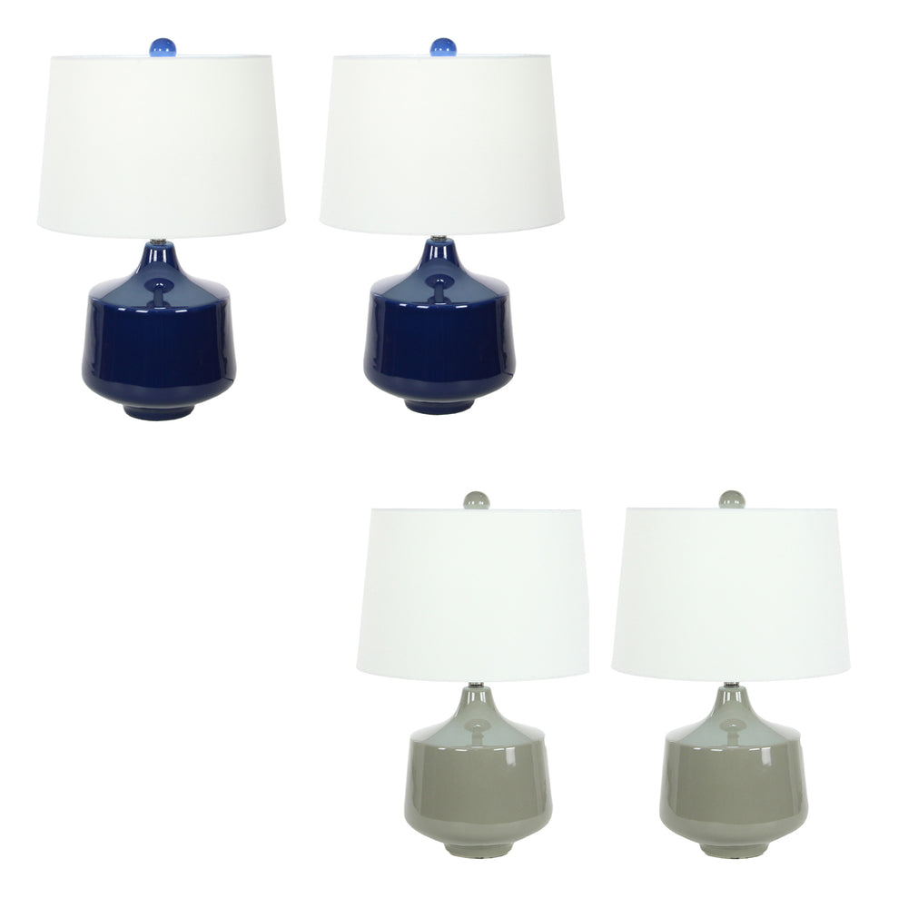 Urban Designs Bossa Nova Collection 23-Inch Glazed Ceramic Table Lamp Set