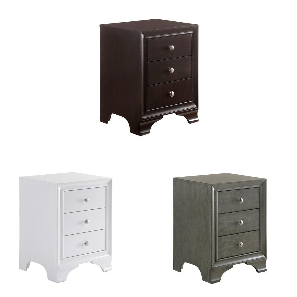 Urban Designs Brandon Collection 3-Drawer Nightstand - Espresso