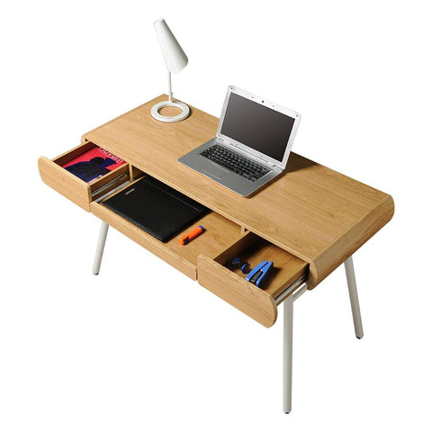 Modern Design Semi-Assembled Minimal Contemporary Computer Desk - Pine