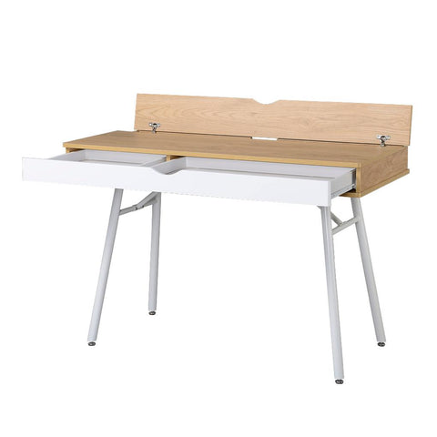 Modern Design Workstation Desk with Hidden Cord Management Panels - Pine