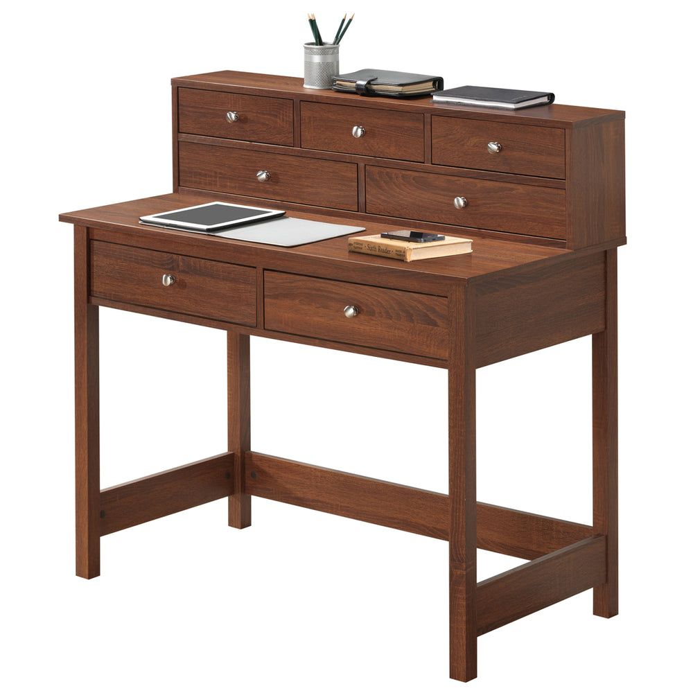 Office Express Home Office Writing Desk with Shelf - Brown