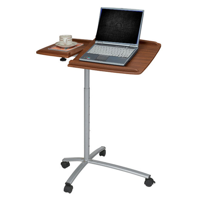 Ergonomic Adjustable Computer Cart Desk - Mahogany