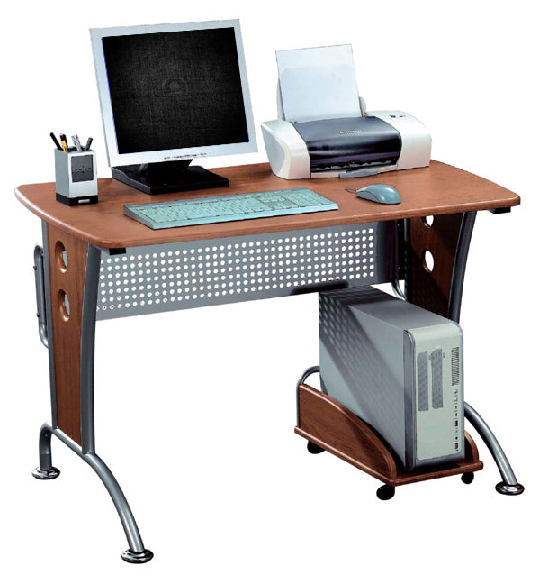 Deluxe Ergonomic 2-Piece Contemporary Computer Desk - Dark Honey Color