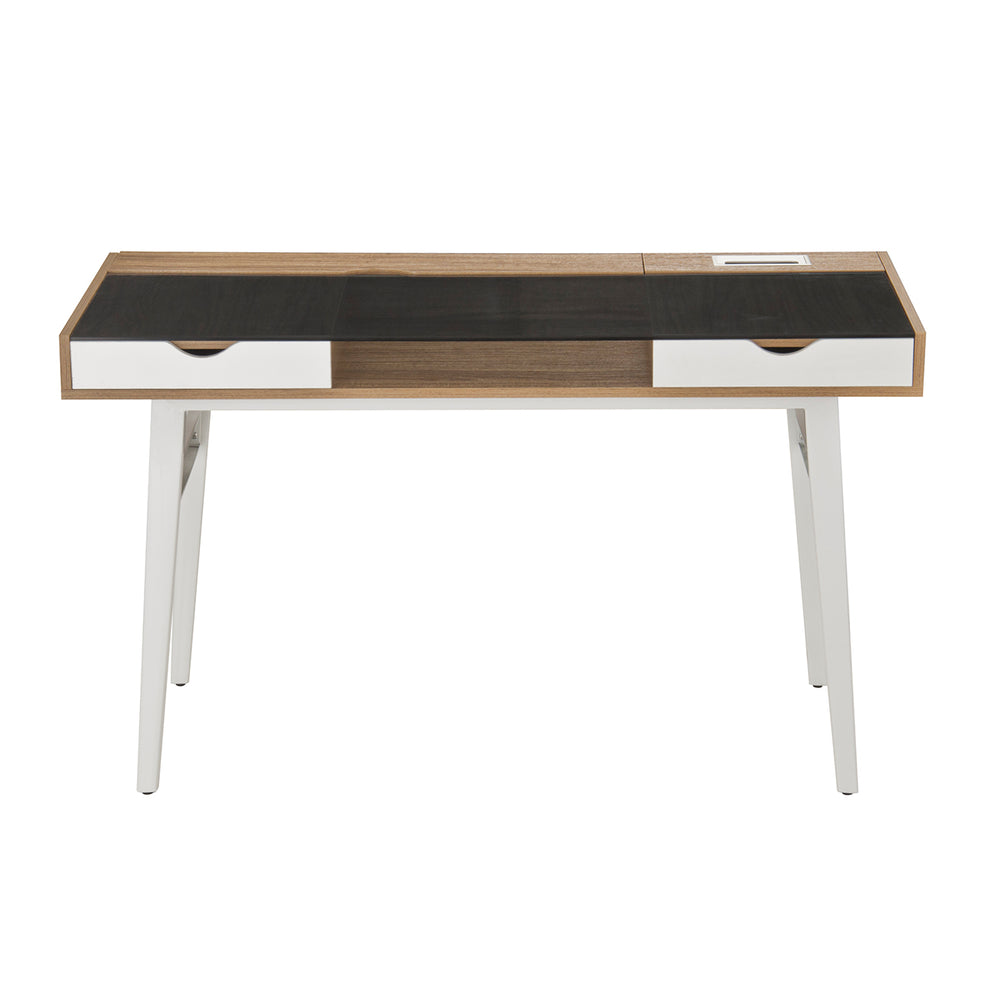 Modern Designs Compact Computer Desk with Storage Drawers - Walnut