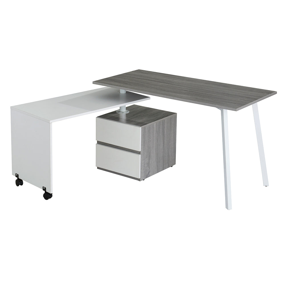 Modern Designs Rotating Multi-Positional Computer Desk With Storage - Grey