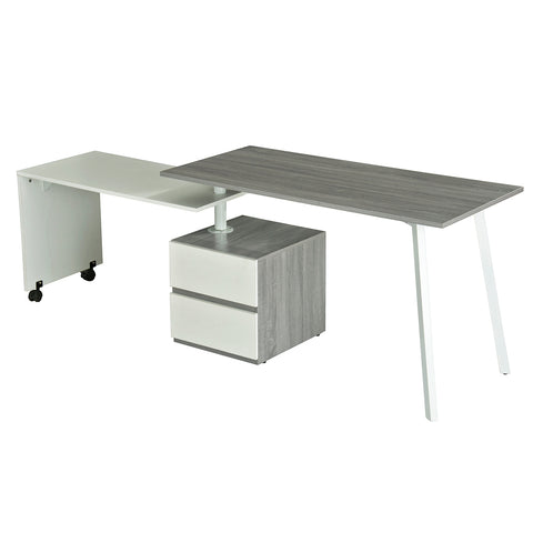 Modern Designs Rotating Multi-Positional Computer Desk With Storage - Grey